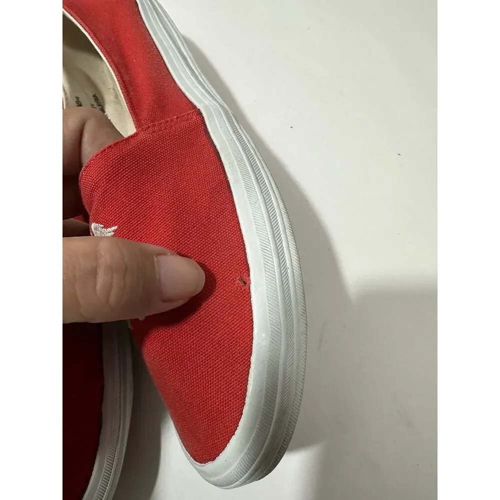 Polo Ralph Lauren Slip-On Red Canvas Casual Shoes Women Logo W142384 Sz 7.5 READ
